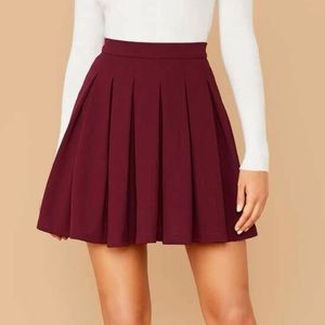 NWOT Maroon Pleated Mini Skirt